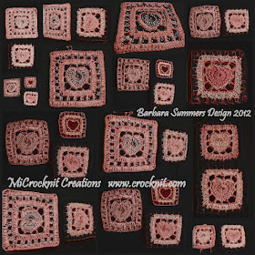 crochet patterns, how to crochet, hearts, square hearts, hearts afghan, granny square hearts,