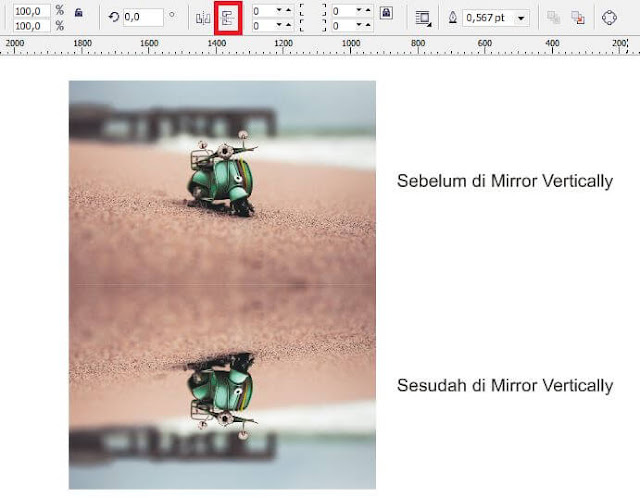 Fungsi Mirror Horizontally dan Vertically pada CorelDRAW Fungsi Mirror Horizontally dan Vertically pada CorelDRAW