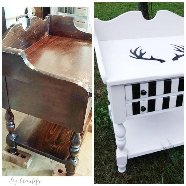 chalky painted nightstand before and after