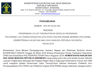 Ikatan Dinas Politeknik Ilmu Pemasyarakatan (POLTEKIP) dan Politeknik lmigrasi (POLTEKIM)