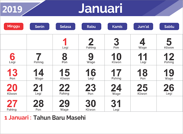 Download Template Kalender Jawa 2019 Dan File CDR,PDF Gratis 