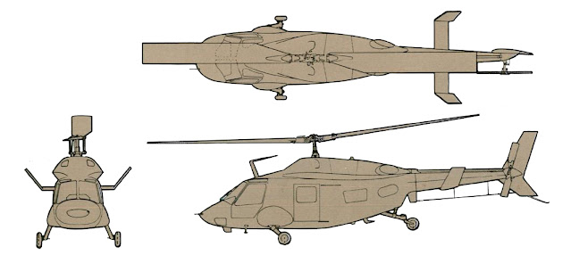 Bell D-292 ACAP three view drawing