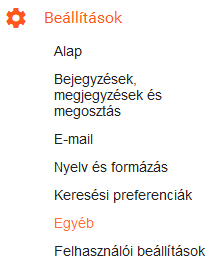 egyéb beállítások