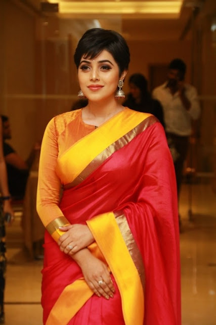 Pretty Actress Poorna Looking Cute In Saree 