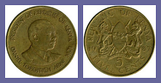 K7 KENYA 5 CENTS COIN XF (1978-1991)