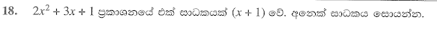ol 2020 past paper algebra question on factors