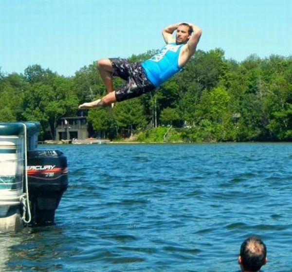 Funny Poses Above the Pool