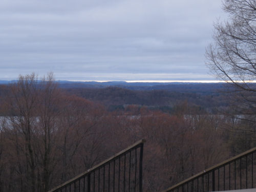 view of bay in distance