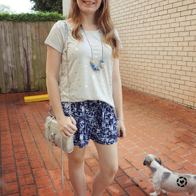 awayfromblue instagram Jeanswest Kaylin star foil grey tee blue soft relaxed fit shorts playgroup outfit
