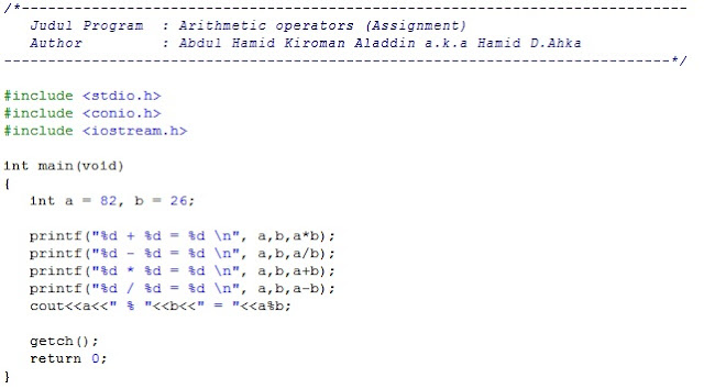 C++ Programming Language Program : Assignment Operator