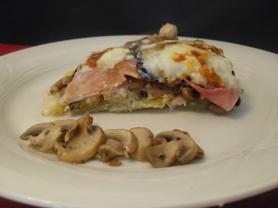 Mousaka de jamón York y champiñones sin lactosa.