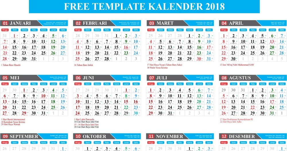 MI HAYATUL ISLAM: Download Gratis Free Template Kalender 