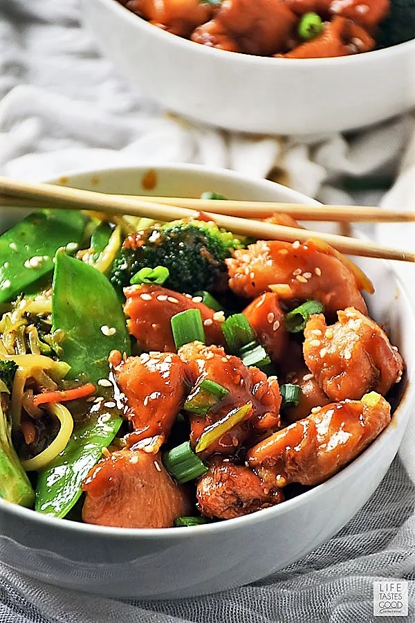 Teriyaki Chicken Rice Bowl with vegetables ready to eat