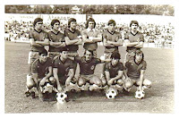 REAL VALLADOLID DEPORTIVO. Temporada 1976-77. Salvi, Avelino, Puig Viñeta, Oswaldo Santos, Antonio Santos, Moré. Díez, Mellado, Vicente, Landáburu y Rusky. REAL JAÉN C. F. 4 REAL VALLADOLID DEPORTIVO 2. 05/09/1976. Campeonato de Liga de 2ª División, jornada 1. Jaén, estadio de la Victoria.