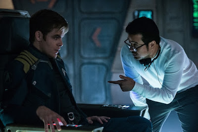 Justin Lin and Chris Pine on the set of Star Trek Beyond