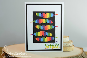 Rainbow Feathers Card by Jess Crafts featuring Newton's Nook Designs