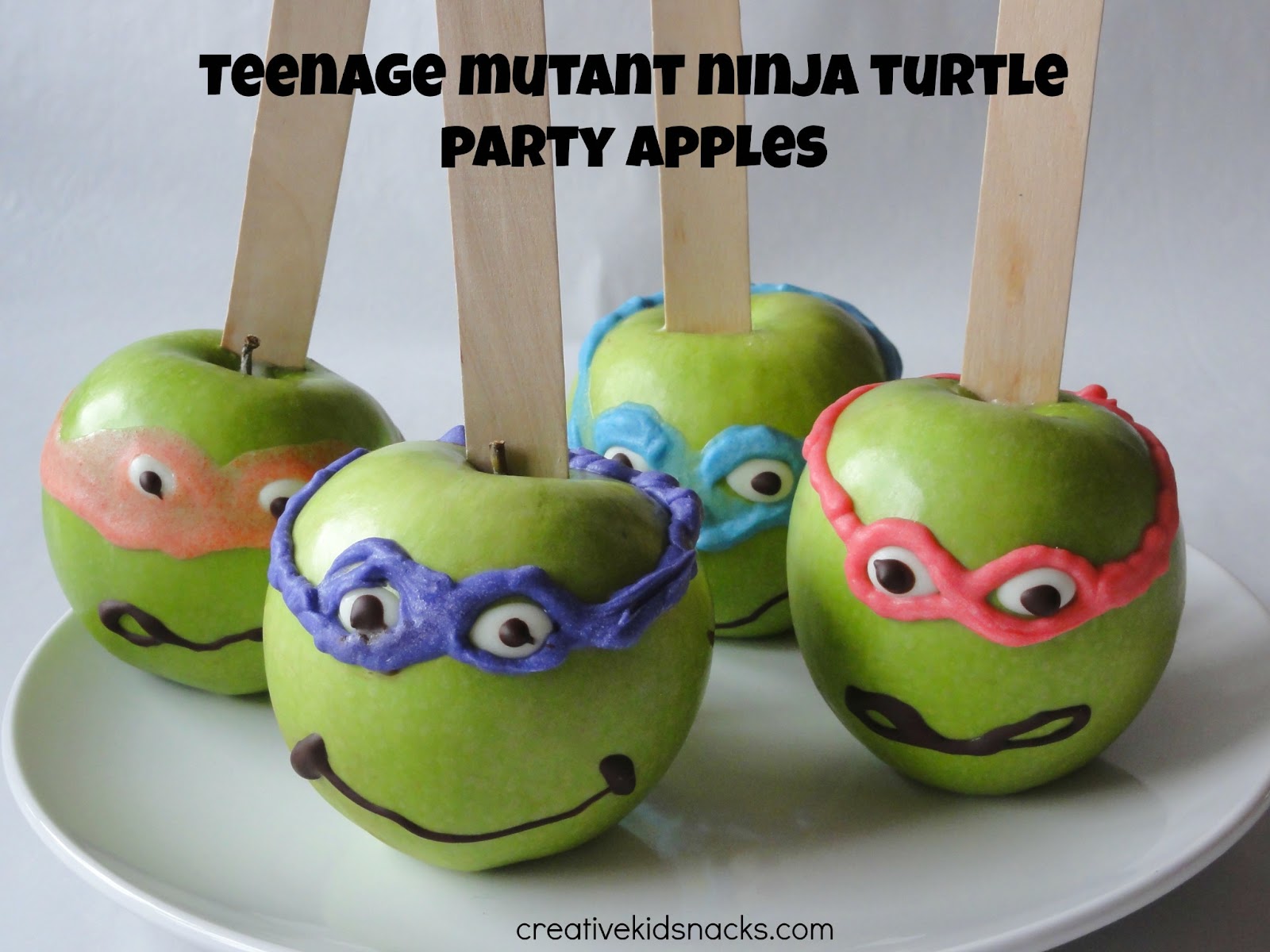 simple chocolate cake decorating ideas Teenage Mutant Ninja Turtle Apples by Creative Kid Snacks