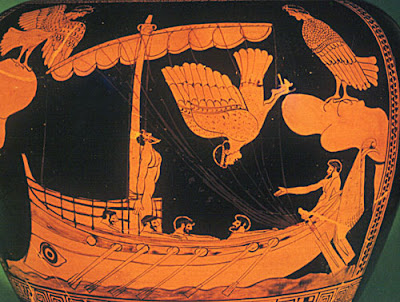 The Siren Vase, red-figured stamnos, 480BC-470BC, The Odyssey, greek mythology, the sirens, greek vase painting