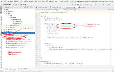 mengganti package name di gradle pada android studio