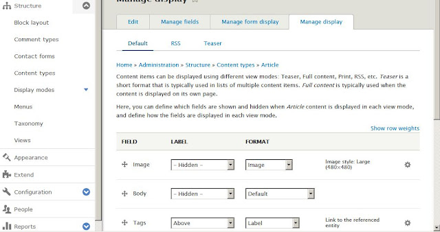 Memahami Penggunaan Manage Display Default dan Teaser Drupal 8