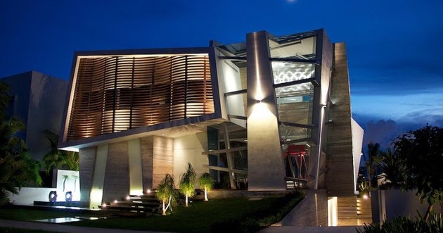 Desain Rumah Modern  Abstrak dengan Pencahayaan Unik 