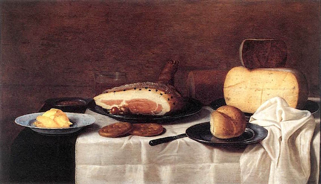Floris Gerritsz van Schooten (1585-1656) Nature morte avec collation au jambon et fromages Frans Hals Museum