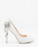 Jewel Embellished Satin Peep Toe Pump