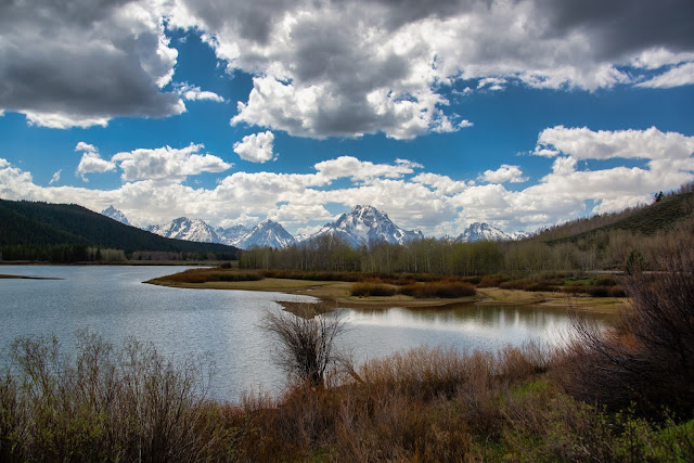 Dramatic Oxbow Bend view of the Tetons Mountain Range at Grand Tetons National Park Wyoming