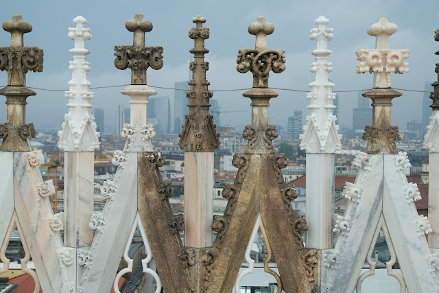 Marble renovation rooftop Duomo Cathedral Milan, Italy