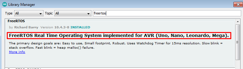 FreeRTOS Real Time Operating System implementat pentru plăcile AVR (Arduino Uno, Arduino Nano, Arduino Leonardo, ArduinoMega)