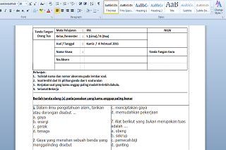 Soal Ulangan Harian IPA Kelas 5 SD/MI Semester 2