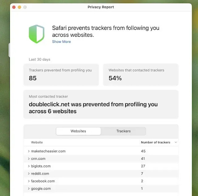 مميزات Safari 14 : الخصوصية والأمن