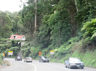 The best of my shots of the mountain road, taken through the windscreen while moving.