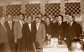 Ajedrecistas participantes en el Match España-Suiza de ajedrez disputado en 1961