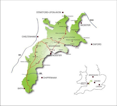 Mapa y ubicación de los Costwolds.