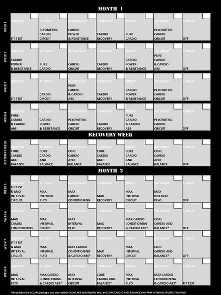 insanity workout calendar. You just follow the calendar