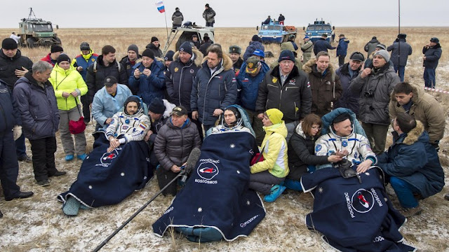 Year in Space, Astronauts US-Russia Given Blanket arrival at Earth