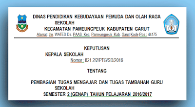 Contoh SK Kepala Sekolah Tentang Pembagian Tugas Guru Terbaru Tahun  Contoh SK Kepala Sekolah Tentang Pembagian Tugas Guru Terbaru Tahun 2018