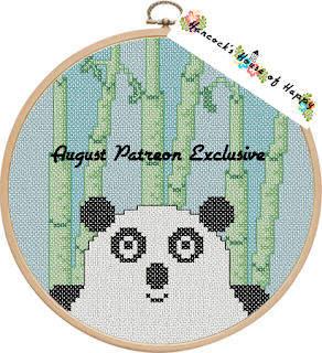 panda in the woods cross stitch design on patreon