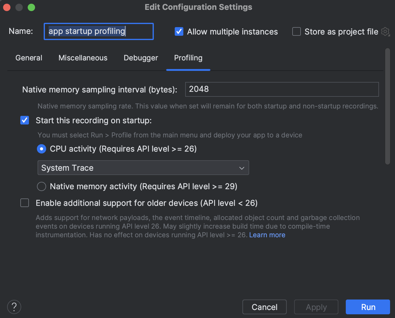 Edit configuration settings