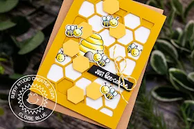 Sunny Studio Stamps: Just Bee-cause Frilly Frames Dies Just Because Card by Eloise Blue
