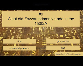 What did Zazzau primarily trade in the 1500s? Answer choices include: rice, gunpowder, enslaved persons, salt