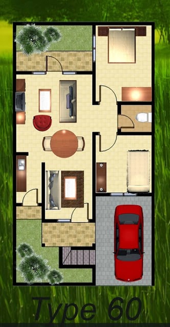 Denah Rumah Minimalis Type 60