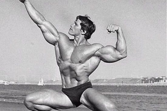 Arnold Schwarzenegger posando