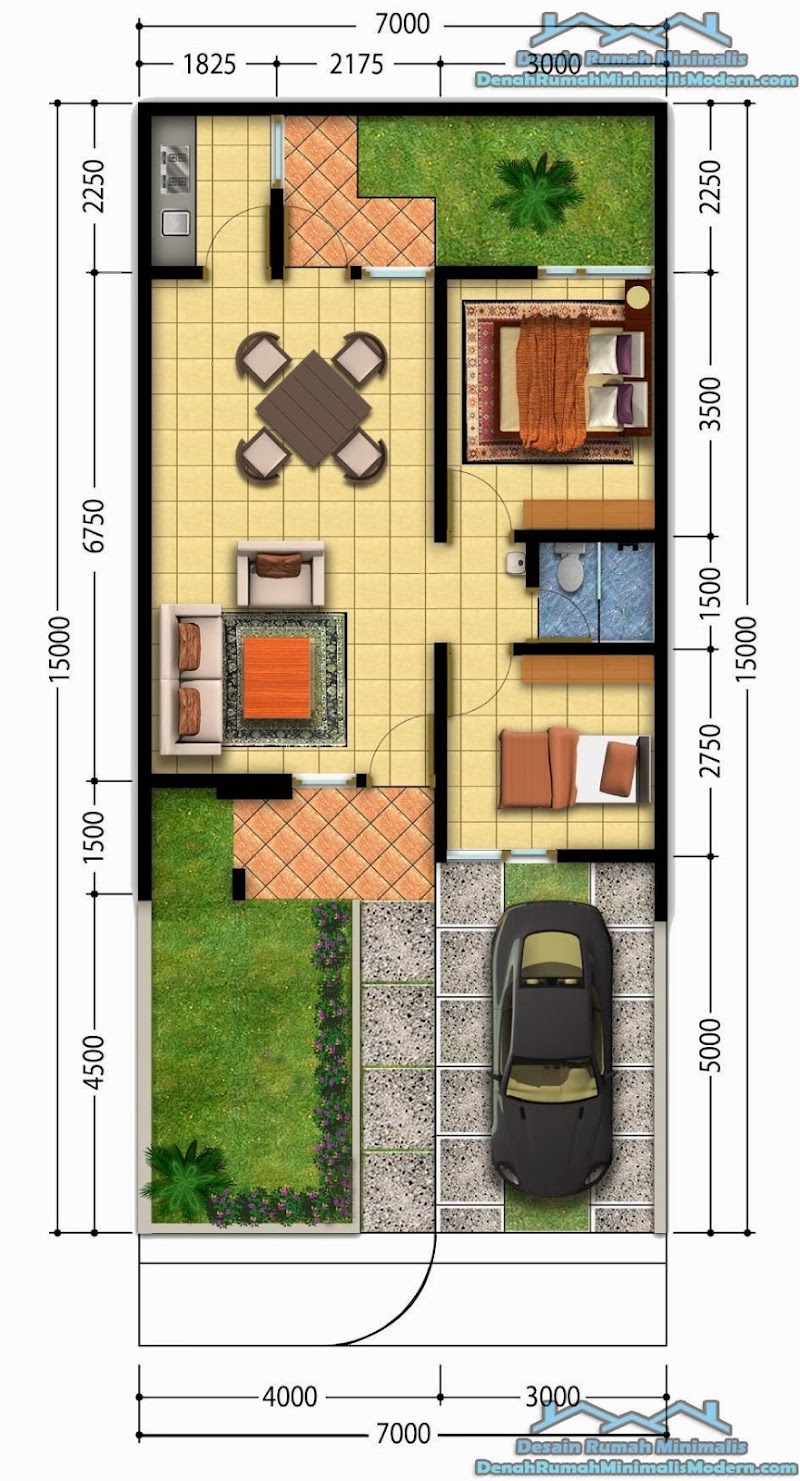 16+ Desain Denah Rumah Minimalis Modern 1 Lantai