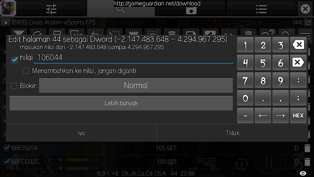 cara cheat crisis action senjata game guardian