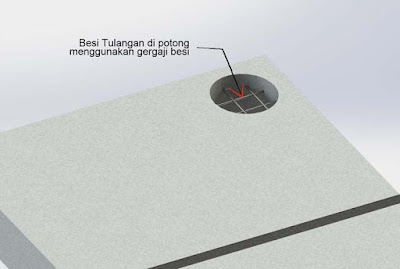 Membuat Lubang Pipa Air di Panel Lantai