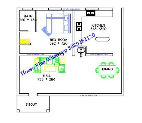 Free 600  sq  ft  Kerala  house  plan  2  cent