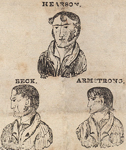 Caricatures of the hanged men, as appearing in a handbill from 

1832