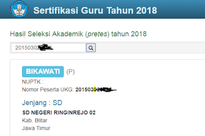 Hasil Seleksi Akademik PPG Dalam Jabatan Tahun 2018